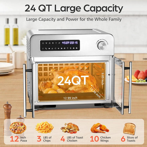 24QT French Door Countertop Air Fryer Toaster Oven10-in-1