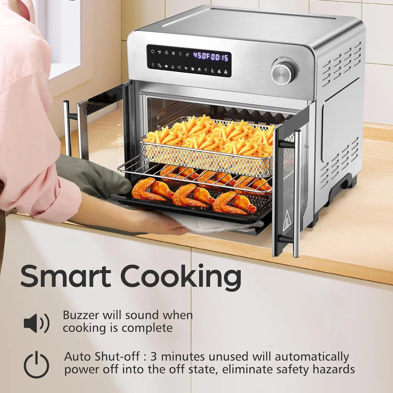 24QT French Door Countertop Air Fryer Toaster Oven10-in-1
