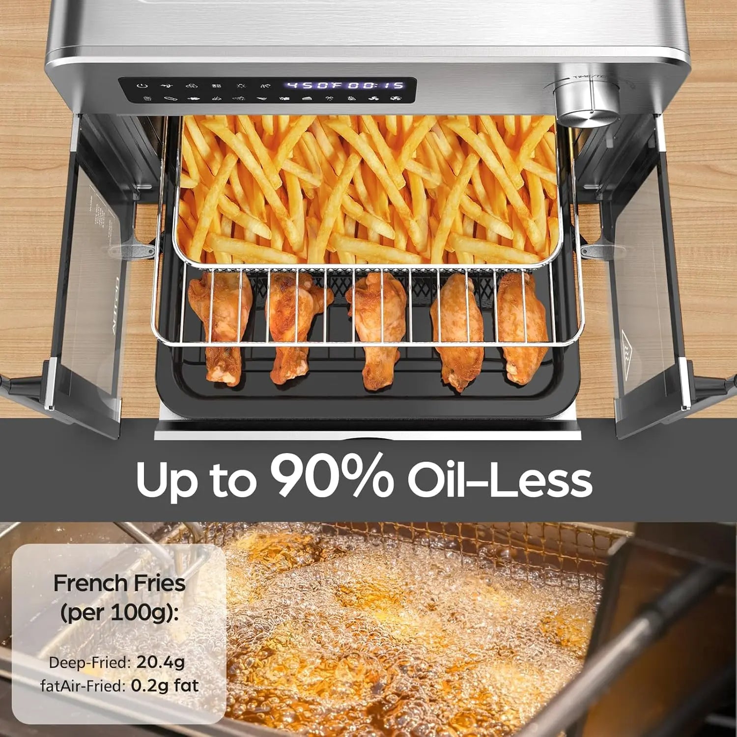 24QT French Door Countertop Air Fryer Toaster Oven10-in-1