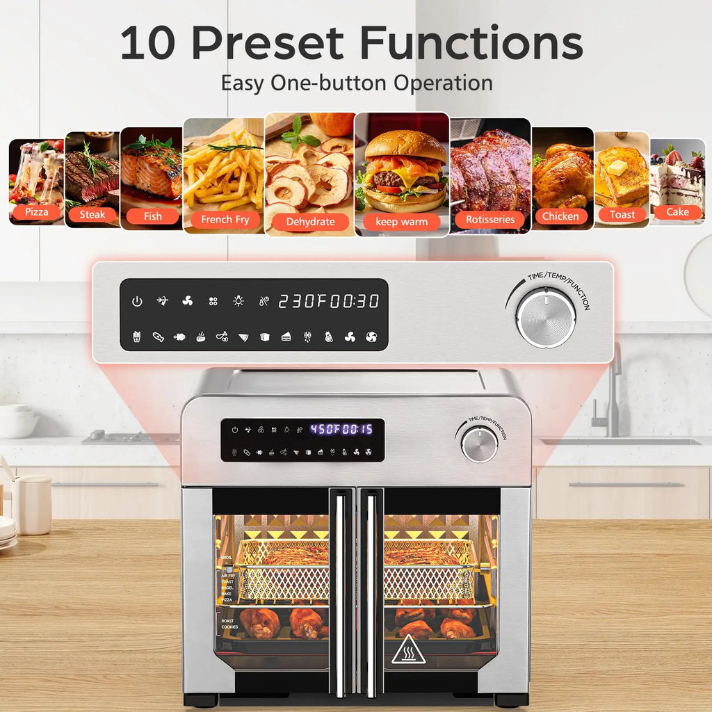 24QT French Door Countertop Air Fryer Toaster Oven10-in-1