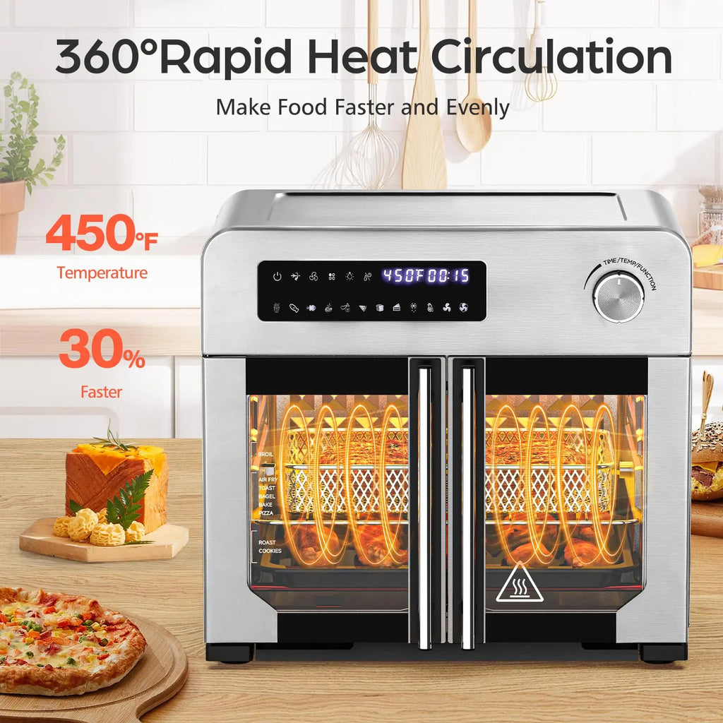 24QT French Door Countertop Air Fryer Toaster Oven10-in-1