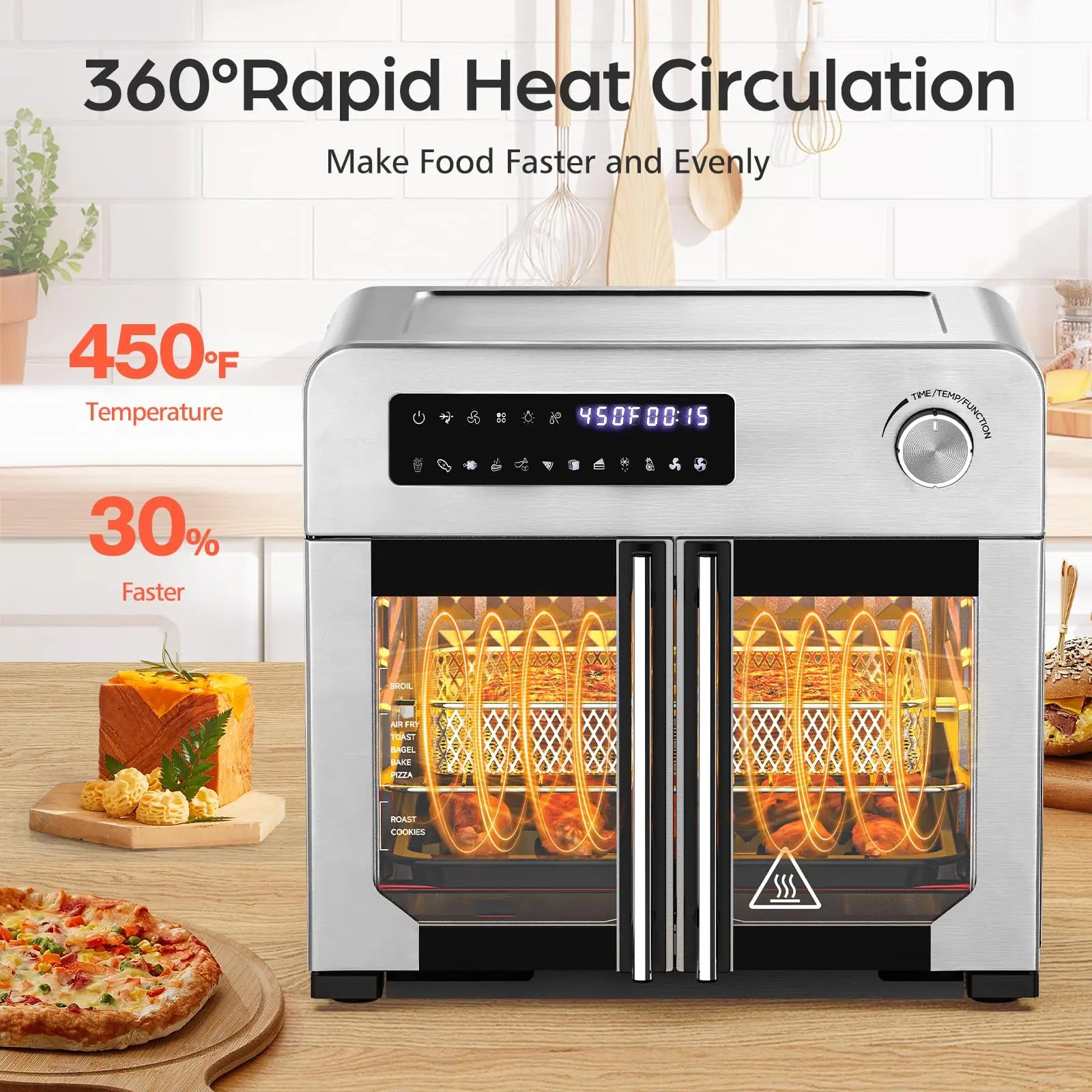 24QT French Door Countertop Air Fryer Toaster Oven10-in-1